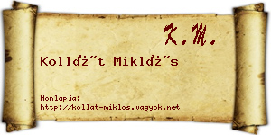 Kollát Miklós névjegykártya